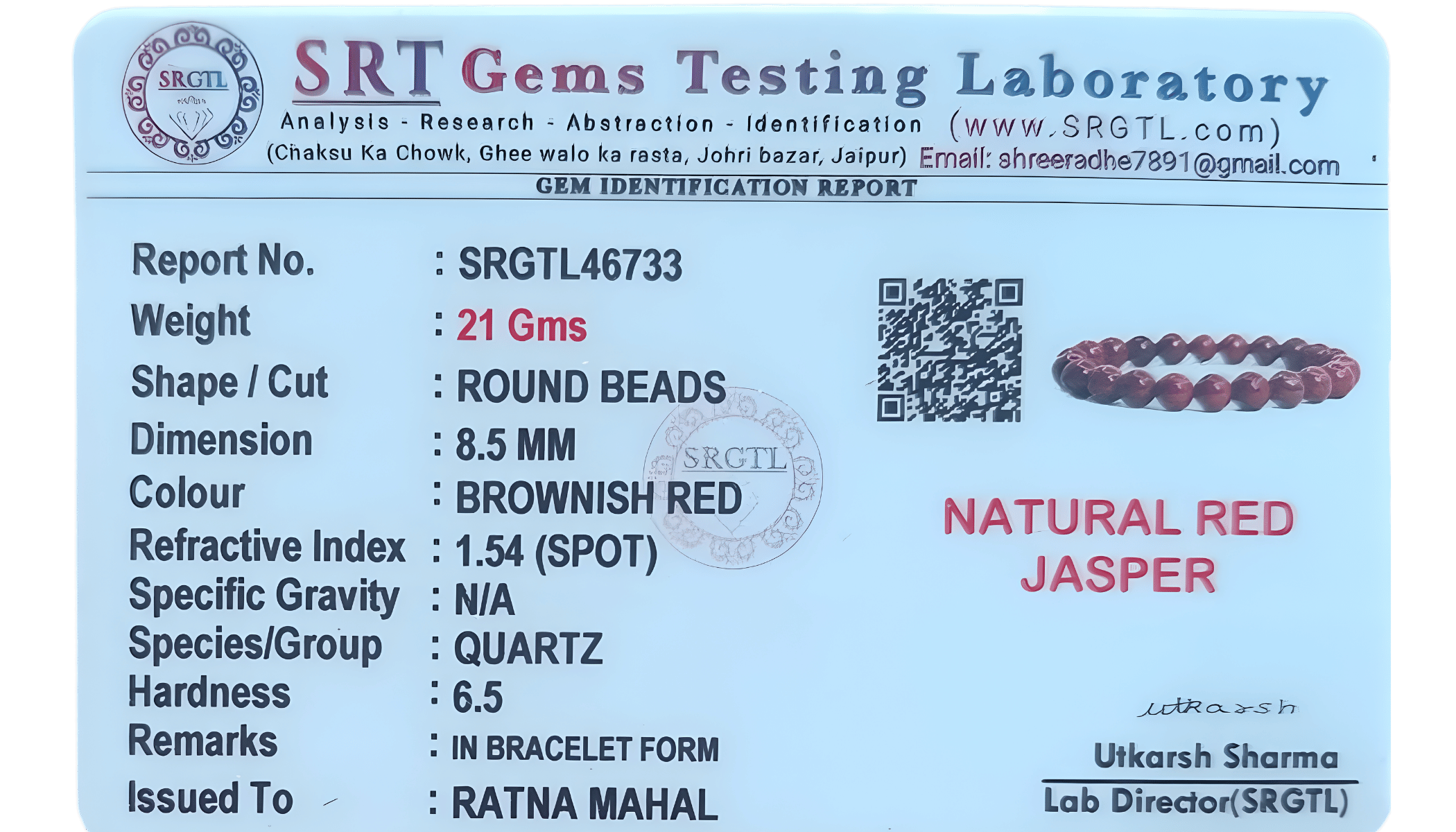 Natural Red Jasper Bracelet - Image 2